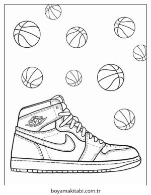 Basketbol boyama sayfası – renkli çizimler, okul öncesi