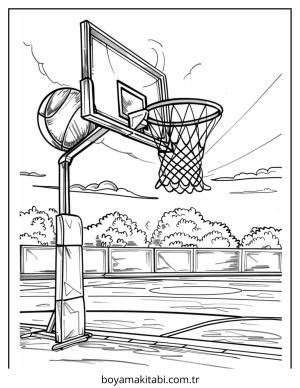 Basketbol boyama sayfası – eğlenceli etkinlik, el becerilerini geliştirir
