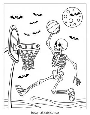 Basketbol boyama sayfası – çocuklar için, çizgi film temalı