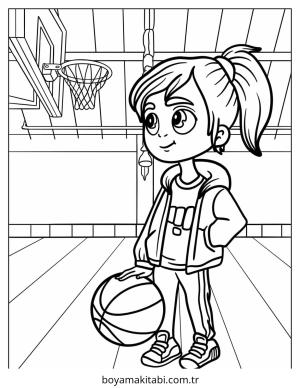 Basketbol boyama sayfası – çocuklar için, çizgi film temalı