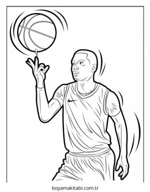 Basketbol boyama sayfası – renkli çizimler, okul öncesi