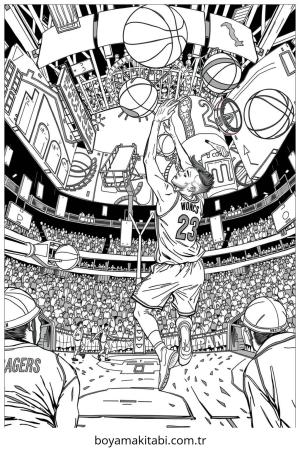 Basketbol boyama sayfası – çizgi film temalı, basit çizim