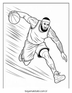 Basketbol boyama sayfası – renkli çizimler, okul öncesi