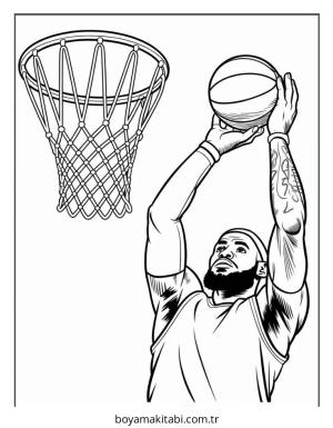 Basketbol boyama sayfası – renkli çizimler, okul öncesi