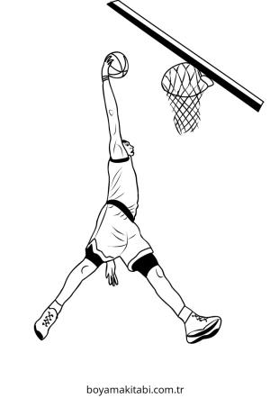 Basketbol boyama sayfası – PDF indir, sevimli karakter