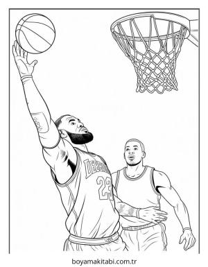 Basketbol boyama sayfası – çizgi film temalı, basit çizim