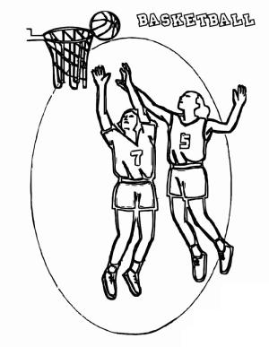 Basketbol boyama sayfası,  coloring page, basketbol oynayan 2 kız, 