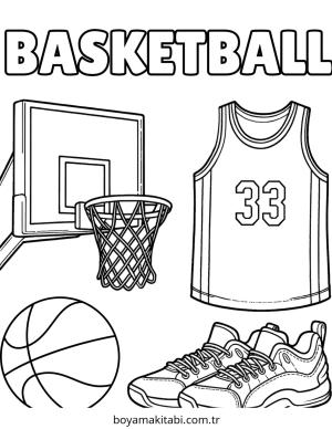 Basketbol boyama sayfası – sanatsal çalışma, çocuklar için