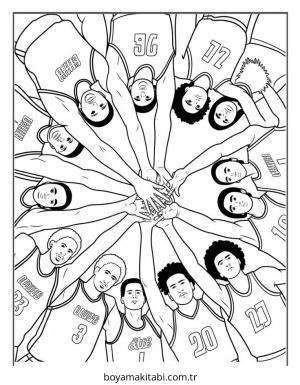 Basketbol boyama sayfası – eğlenceli etkinlik, el becerilerini geliştirir