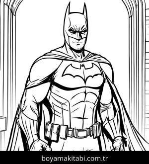 Batman boyama sayfası,  coloring page, mutlu, minimal, detaylı