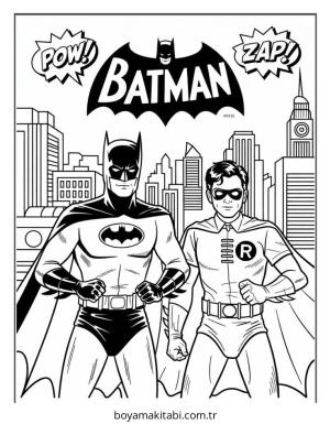 Batman boyama sayfası – basit çizim, kolay boyama