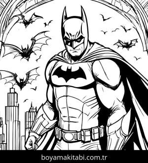 Batman boyama sayfası,  coloring page, oyunlu, ince çizgili, çerçeveli