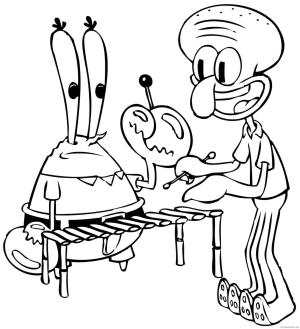 Bay Krabs boyama sayfası,  coloring page, Bay Yengeç ve Squidward, 