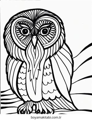 Baykuş boyama sayfası – basit çizim, kolay boyama