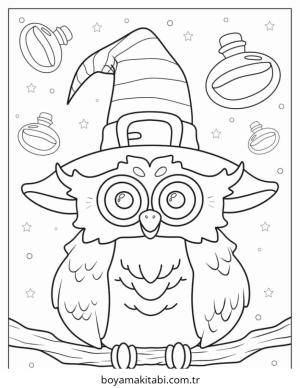 Baykuş boyama sayfası – okul öncesi, evde etkinlik
