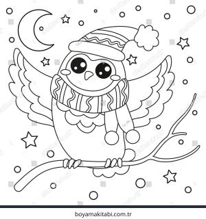 Baykuş boyama sayfası – kolay boyama, eğitici aktivite
