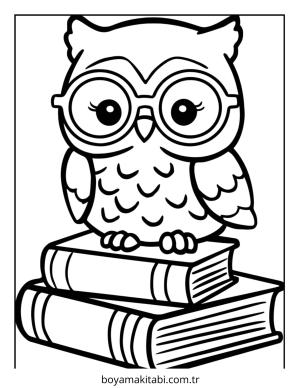 Baykuş boyama sayfası – sevimli karakter, sanatsal çalışma