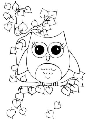 Baykuş boyama sayfası,  coloring page, Ağaçtaki Sevimli Baykuş, 