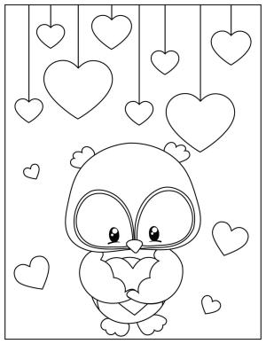 Baykuş boyama sayfası,  coloring page, Sevgililer Günü’nde Şirin Baykuş, 