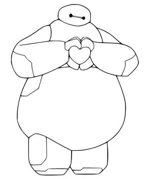 Baymax boyama sayfası,  coloring page, Baymax Parmak Kalbi Boyama, 