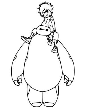 Baymax boyama sayfası,  coloring page, Baymax, Hiro Omzunda Boyama Sayfası, 