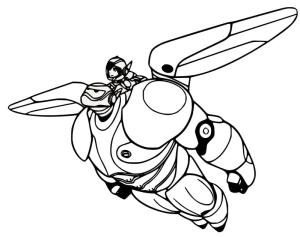 Baymax boyama sayfası,  coloring page, Hiro Baymax Ile Uçuyor Boyama, 