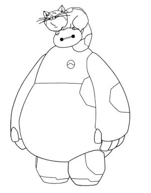 Baymax boyama sayfası,  coloring page, Baymax Y Gato, 