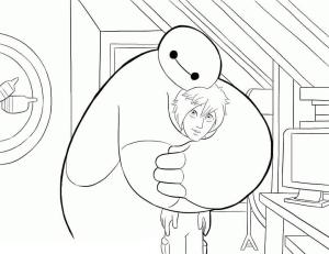 Baymax boyama sayfası,  coloring page, Baymax Abraza ve Hiro, 