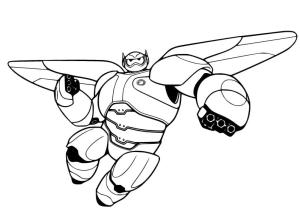 Baymax boyama sayfası,  coloring page, Zırhlı Baymax Uçan Boyama, 