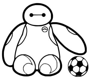 Baymax boyama sayfası,  coloring page, Baymax Futbol Oynuyor Boyama, 