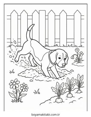 Beagle boyama sayfası – sanatsal çalışma, çocuklar için