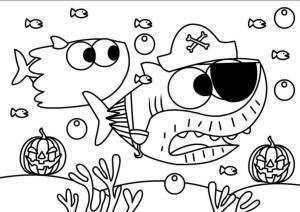 Bebek Köpekbalığı boyama sayfası,  coloring page, Bebek Köpekbalığı Cadılar Bayramı, 