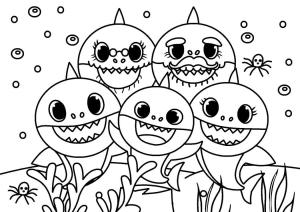 Bebek Köpekbalığı boyama sayfası,  coloring page, Baby Shark and Family, 