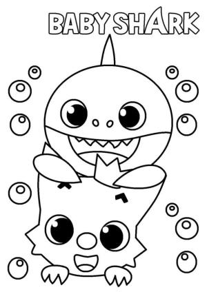 Bebek Köpekbalığı boyama sayfası,  coloring page, Yüz Bebek Köpekbalığı ve Pinkfong, 