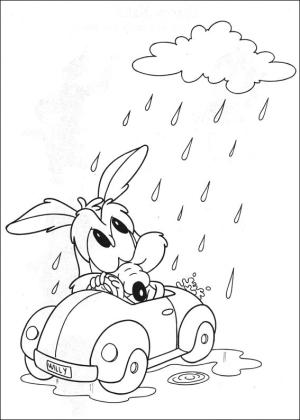 Bebek Looney Şarkıları boyama sayfası,  coloring page, Bebek Wile E. Yağmurda, 