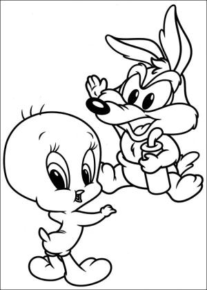 Bebek Looney Şarkıları boyama sayfası,  coloring page, Bebek Tweety ve Bebek Wile E., 