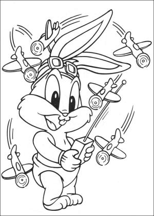 Bebek Looney Şarkıları boyama sayfası,  coloring page, Oyuncak Uçaklarla Oynayan Bebek Böcekler, 