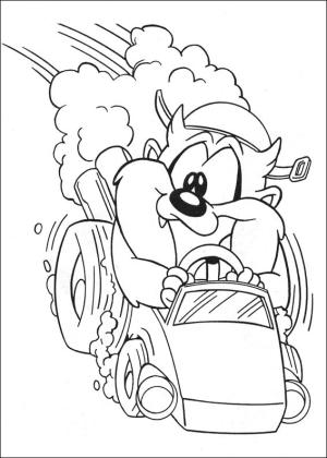 Bebek Looney Şarkıları boyama sayfası,  coloring page, Bebek Taz Sürüş, 