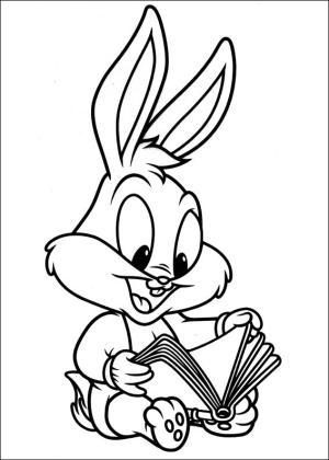 Bebek Looney Şarkıları boyama sayfası,  coloring page, Bebek Bugs Bunny Okuma, 