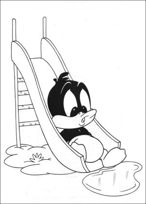 Bebek Looney Şarkıları boyama sayfası,  coloring page, Bebek Daffy Sürgülü, 