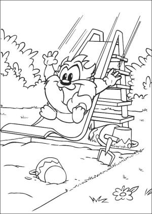 Bebek Looney Şarkıları boyama sayfası,  coloring page, Bebek Taz Sürme, 