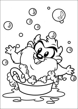 Bebek Looney Şarkıları boyama sayfası,  coloring page, Bebek Taz Duş Alırken, 