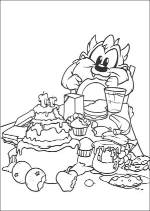 Bebek Looney Şarkıları boyama sayfası,  coloring page, Bebek Taz Yeme, 