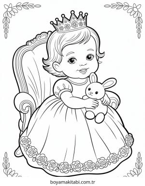 Bebek Prenses boyama sayfası – kolay boyama, eğitici aktivite