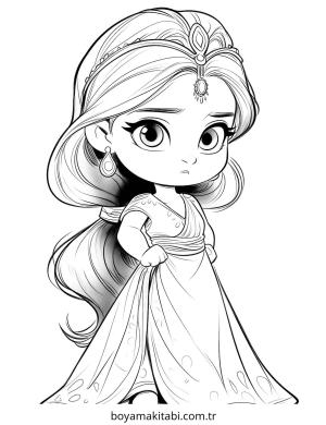 Bebek Prenses boyama sayfası – eğlenceli etkinlik, el becerilerini geliştirir