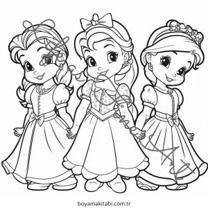 Bebek Prenses boyama sayfası – sevimli karakter, sanatsal çalışma