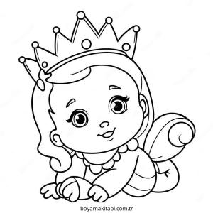 Bebek Prenses boyama sayfası – renkli çizimler, okul öncesi