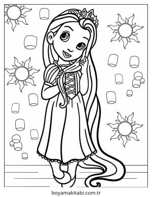 Bebek Prenses boyama sayfası – çizgi film temalı, basit çizim