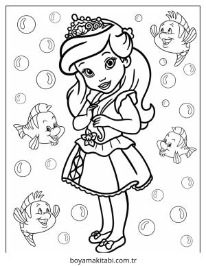 Bebek Prenses boyama sayfası – el becerilerini geliştirir, boyama çalışması