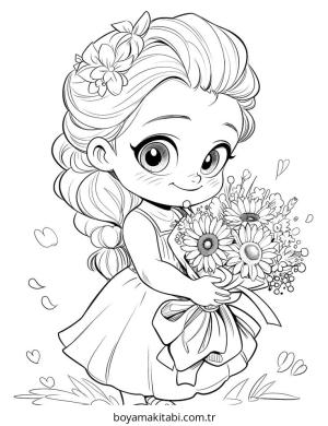 Bebek Prenses boyama sayfası – el becerilerini geliştirir, boyama çalışması